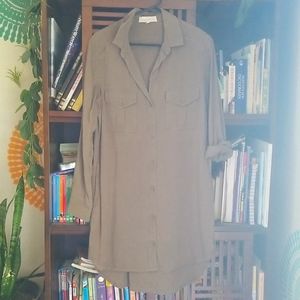 Womens military green button down dress